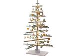Albero Di Natale Decorativo HWC-H77, Decorazione Natalizia 3D-Albero Di Natale, Look Shabby In Legno Di Abete Regolabile 130X82X82Cm ~ Bianco