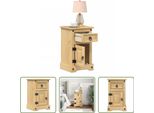The Living Store Comodino 35X32,5X58 Cm In Legno Di Pino Massiccio