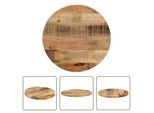 The Living Store Piano Del Tavolo Ø 60X3,8 Cm Rotondo Legno Di Mango Massiccio Grezzo