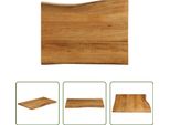 The Living Store Piano Del Tavolo Con Bordo Ad Albero 70X60X2,5 Cm In Legno Massiccio Di Mango