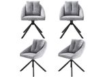 Sweiko Sedia Da Pranzo Sedia Di Velluto Sedia Imbottita Sedia Girevole, Tessuto Di Velluto Traspirante, Design Ergonomico, 4 Pezzi, Grigio