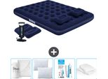 Materasso Ad Aria Bestway - 2 Persone - 152 X 203 X 22 Cm - Blu - Pompa A Mano Inclusa - Cuscini - Accessori