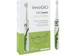 Innogio Giosonic Coccodrillo Spazzolino Elettrico Per Bambini Con Manico In Silicone Isolato Ricaricabile Via Usb 3 Modalità Timer 2 Min Verde