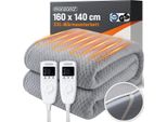 Monzana® Coperta Riscaldante 160X140Cm 5 Livelli Timer Pile 2X60W Sottocoperta Riscaldata Protezione Surriscaldamento Lavabile
