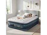 Fch Materasso Gonfiabile 2 Persone, Materasso Ad Aria Con Pompa Incorporata ，Con Morbido Fliqué, Per Campeggio, Casa, Ospiti, 203 X 153 X 45 Cm, Bianco E Grigio