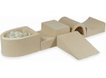 Parco Giochi In Schiuma Con Ponte E Piscina Micro Beige + 100 Palline: Trasparente, Oro Chiaro, Opalescente