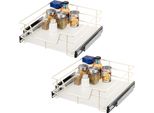 Set Di 2 Cassetti Telescopici Bremermann - 45 Cm Con Ripiano, Cassetto Da Cucina Per Il Montaggio A Posteriori, In Metallo (Bianco Crema)