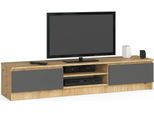Mobile Tv K160 Clp In Rovere Artisan E Grigio Grafite 160 Cm Con 2 Ante E 2 Ripiani