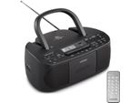Radio Stereo Con Lettore Cd A Cassette Ingresso Audio Usb Aux Riproduzione MP3 Radio Fm Pll Memoria 40 Stazioni Batteria Telecomando Nero Lettore Cassette