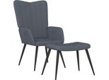 Vidaxl Poltrona Relax Con Sgabello In Velluto Grigio Scuro