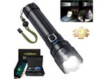 Torcia Led P70 Super Luminosa - 250.000 Lumen - Ricaricabile - XHP70.2 - Zoomabile - Impermeabile IPX7 - Campeggio, Escursioni, Emergenza - Nero