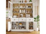 Armadietti Alti Sweiko Per Soggiorno (140×38,5×175 Cm), Mobile Espositivo, Mobile Da Cucina, Mobile Da Sala Da Pranzo Con Cassetti, Mobile Alto Moderno E Minimalista, Mobile Espositivo Indipendente Per Cucina Soggiorno Sala Da Pranzo, Bianco