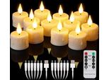 Candele A Led - Candele A Led Natalizie - 12 Candele Ricaricabili Con Telecomando E Timer Di 4-6 Ore - Candele A Led Ricaricabili, Senza Fiamma E Tremolanti - Con 2 Cavi Usb - Stoppino In Silicone 3D - Luce Bianca Calda - Per .