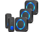 Set Di Campanelli Da Esterno Senza Fili E Impermeabile Con 2 Trasmettitori E 3 Ricevitori - Portata Di 400 M, 55 Melodie, 5 Livelli Di Volume E Display A Led