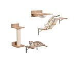 Set Parete Di Arrampicata Per Gatti Aiorber Con Tiragraffi, Scala Per Gatti E Amache, Robusto Sistema Di Arrampicata E Gioco Per Gatti Attivi, Marrone Chiaro