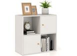 Costway 60X29X60 Cm Libreria 4 Scomparti, Scaffale Cubo Organizzatore Con Protezione Antiribaltamento E 2 Ante, Scaffale In Legno Divisorio, Libreria Bianca