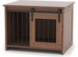 Costway Gabbia Per Cani, Box Per Cani Per Casa, Cuccia Per Cani Con Porta Scorrevole, Tavolino Per Cani Di Piccola E Media Taglia 80X60X60Cm Marrone