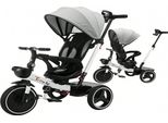 Triciclo Per Bambini, Bici A Spinta Con Volante, Capottina Parasole Regolabile, Grigio