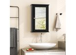 Costway Armadio A Specchio Per Bagno, Armadio A Muro Con Porta A Specchio E Ripiano Regolabile, Armadio A Muro In Legno, Specchio Per Bagno 34 X 15 X 53 Cm (Nero)