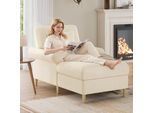 Fortuna Lai Poltrona Relax Imbottita, Poltrona Letto Pieghevole, Comoda Poltrona Da Lettura, Poltrona Lounge, Poltrona Da Lettura Xxl, Poltrona Lounge Rivestita In Velluto, Pouf Per Soggiorno E Camera Da Letto, Beige