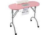 Tavolo Per Unghie Con Rotelle, Design Pieghevole, Aspiratore Integrato, Rosa