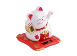 Solare Alimentato Cute Waving Cat Buona Fortuna Ricchezza Welcoming Cats Home Display Car Decor (Bianco)