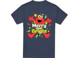 Sesame Street - Maglietta "Happy Holidays"" Per Uomo/Donna Unisex, Screziata TV27310 (Xl) (Blu Reale)"
