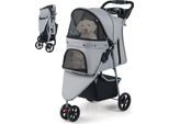 Costway Passeggino Pieghevole Per Cani, Passeggino Per Cani Fino A 15 Kg, Passeggino Per Gatti A 3 Ruote, Passeggino Per Animali Domestici Con Imbottitura, Tettuccio Parasole Regolabile, Maniglia, Finestre A Rete E Cestino