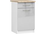 Armadio Da Cucina Oliwia S50 SZ1 In Bianco Metallizzato Lucido Con Piano Di Lavoro 50X60 Cm
