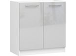 Armadio Da Cucina Sotto Lavello 80 Cm Bianco Metallizzato Lucido Oliwia S