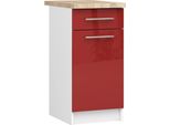 Armadio Da Cucina Oliwia S40 SZ1 Bianco Rosso Lucido Con Piano Di Lavoro In Rovere Sonoma