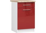 Armadio Da Cucina Oliwia S50 In Bianco E Rosso Lucido - Elegante E Funzionale
