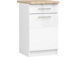 Armadio Da Cucina Oliwia S50 Bianco Lucido Con Piano Di Lavoro 50X60 Cm