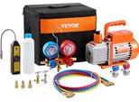 4,5 Cfm Hvac Pompa Per Vuoto Rotativa A Palette Monostadio E Set Di Manometri Per Collettori, Compatibile Con I Refrigeranti R134A, R22, R12, R502, R410A, R404 E R407C