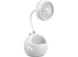 Ventilatore Da Scrivania Cartoon Dinosaur Silenzioso Usb Ricaricabile Multifunzionale Portatile Portapenne Ventilatore Da Scrivania Per Ufficio Dormitorio Bianco