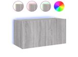 Parete Tv Con Luci Led Grigio Sonoma 80X35X41 Cm