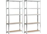 Akord Scaffale Metallico 10 Ripiani Argento 90X30X180 Cm