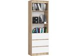 Akord Scaffale Rovere Sonoma Bianco 60X35X180 Cm