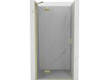 Mexen Mist-H Porta Doccia A Battente Sinistra 80 Cm, Trasparente, Oro Spazzolato - 8A5-080-000-55-00-L