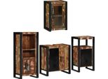 Vidaxl Set Di Mobili Da Bagno Con Mensola 4 Pezzi Multicolore Legno Massiccio Antico
