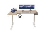 Hilodesk 150Cm Scrivania Elettrica, Scrivania A Forma L 150 Cm Regolabile In Altezza, Scrivania Seduta E Stante Per Ufficio Casa, Rover, Colore Rovere