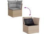 Vidaxl Set Di Divani Da Giardino Con Cuscini 9 Pezzi Poli Rattan Beige E Grigio Chiaro