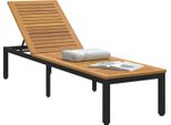Vidaxl Lettino Prendisole 1 Persona Nero 200 X 55 X 35 Cm In Legno Massiccio Di Acacia