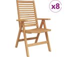 Vidaxl Sedia Da Giardino 8 Pezzi Marrone 52 X 64,5 X 108 Cm Teak Legno Massiccio
