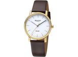 Solaruhr REGENT, gold (braun, goldfarben), Armbanduhren, Damen, Armbanduhr, Damenuhr, Lederarmband, analog