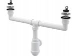 Sifone Per Doppio Lavello Alcadrain Con Griglie In Acciaio Inox DN70 A449 DN50/40