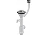 Sifone Per Lavello Alcadrain Con Griglia In Acciaio Inox DN115, Troppopieno Flessibile E Attacco A447P DN50/40