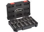 Vigor V5550L Set Di Chiavi A Bussola ∙ Lunghe ∙Quadro Cavo Da 1/2 Pollice (12,5 Mm) ∙ Profilo Esagonale Esterno ∙ 10 - 24 ∙ Numero Di Utensili: 13