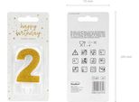 Candela Di Compleanno Numero 2 Con Glitter 7Cm Oro