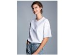 T-Shirt Trigema "Trigema Heavy Oversized T-Shirt", Damen, Gr. M, Weiß, Single Jersey, 100% Baumwolle, Rundhals, Shirts T-Shirt